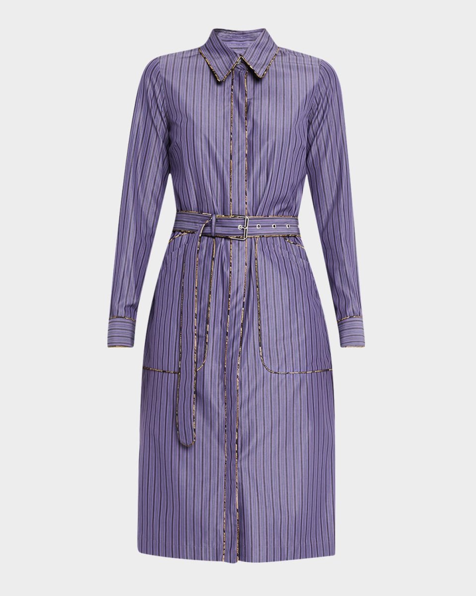 Dafari Striped Belted Midi Shirtdress
